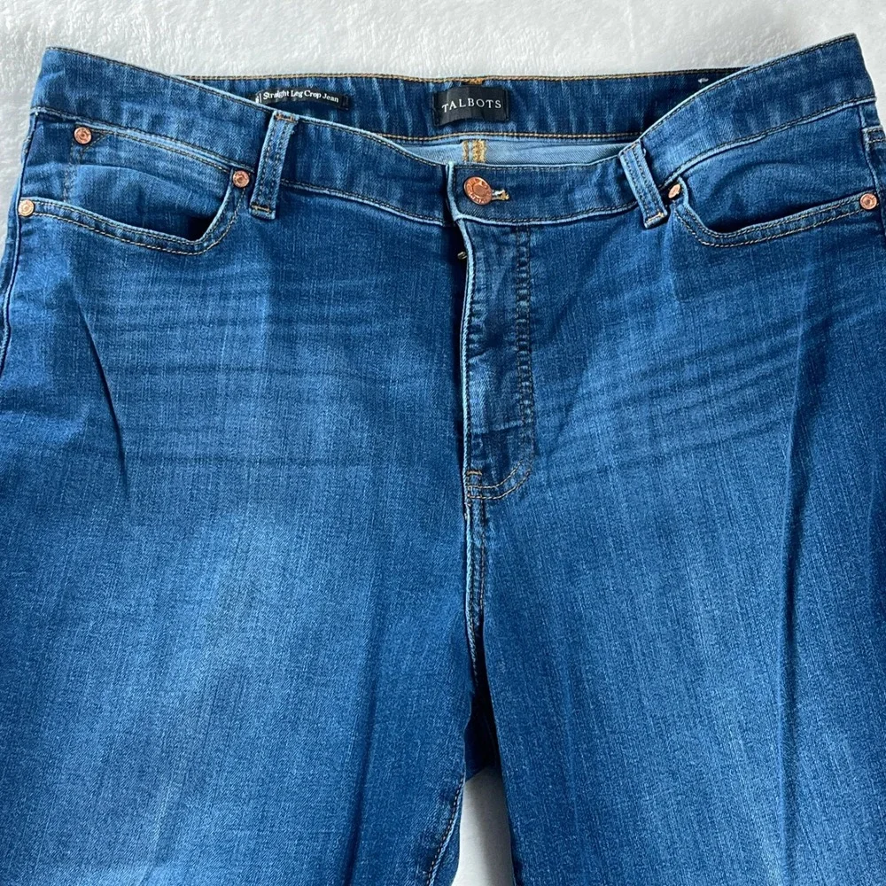 Talbots Straight Leg Crop Jeans Blue Denim Stretch Mid Rise Womens 16